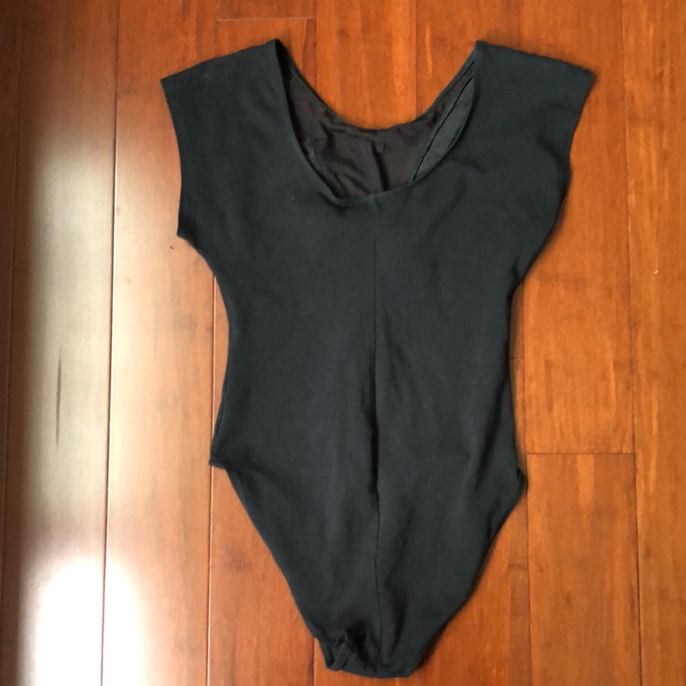 American Apparel Black Mesh-Panel Bodysuit - Picture 2 of 2